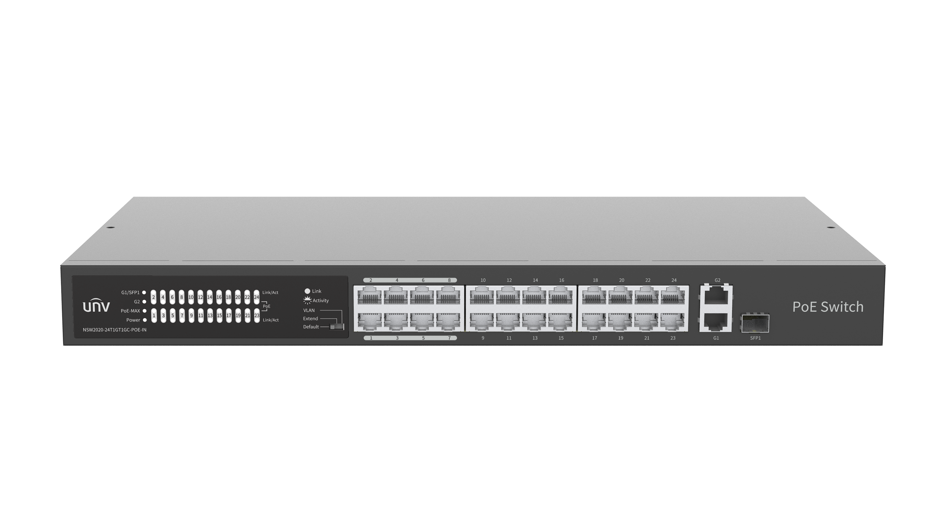 سوئیچ شبکه یونی‌ویو NSW2020-24T1GT1GC-POE-IN بیست و چهار پورت PoE | ایمن رودان